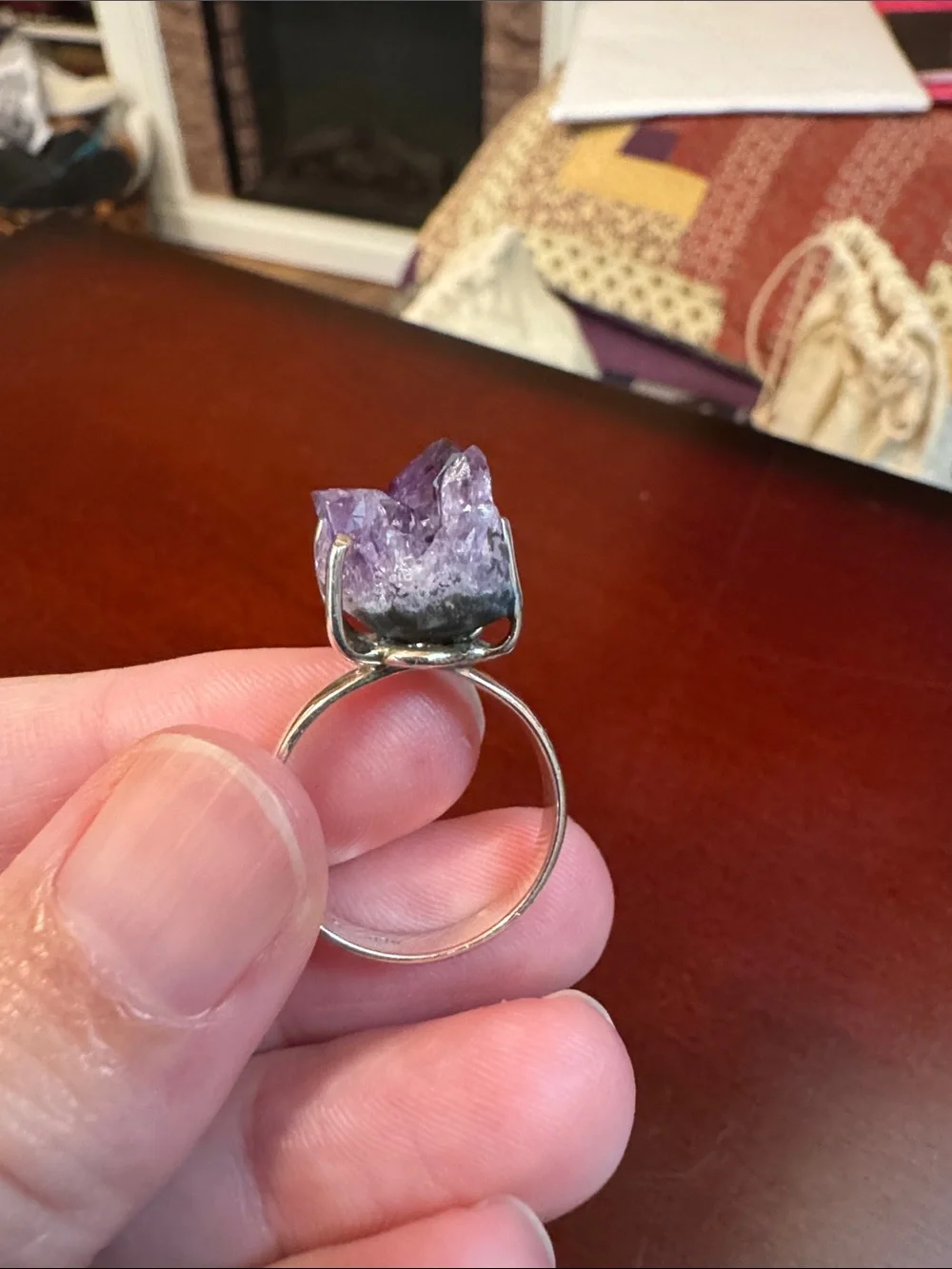 Gorgeous Amethyst Raw Crystal Statement Ring - Purple